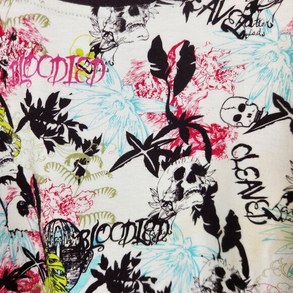 Artful Dodger Y2K Skull And Floral Bloodied Cleaved AOP Short Sleeve Tee 3XL - Picture 5 of 7